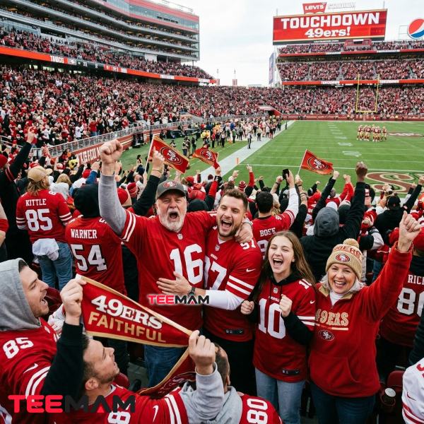 San Francisco 49ers Faithful Fans Celebrating Together