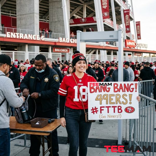 San Francisco 49ers Fan Carrying Stadium Approved Sign