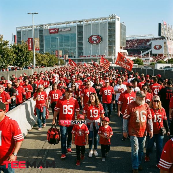 San Francisco 49ers Fans Entering Levis Stadium On Game Day