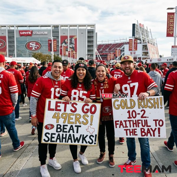 San Francisco 49ers Fans Holding Game Day Signs Before Kickoff