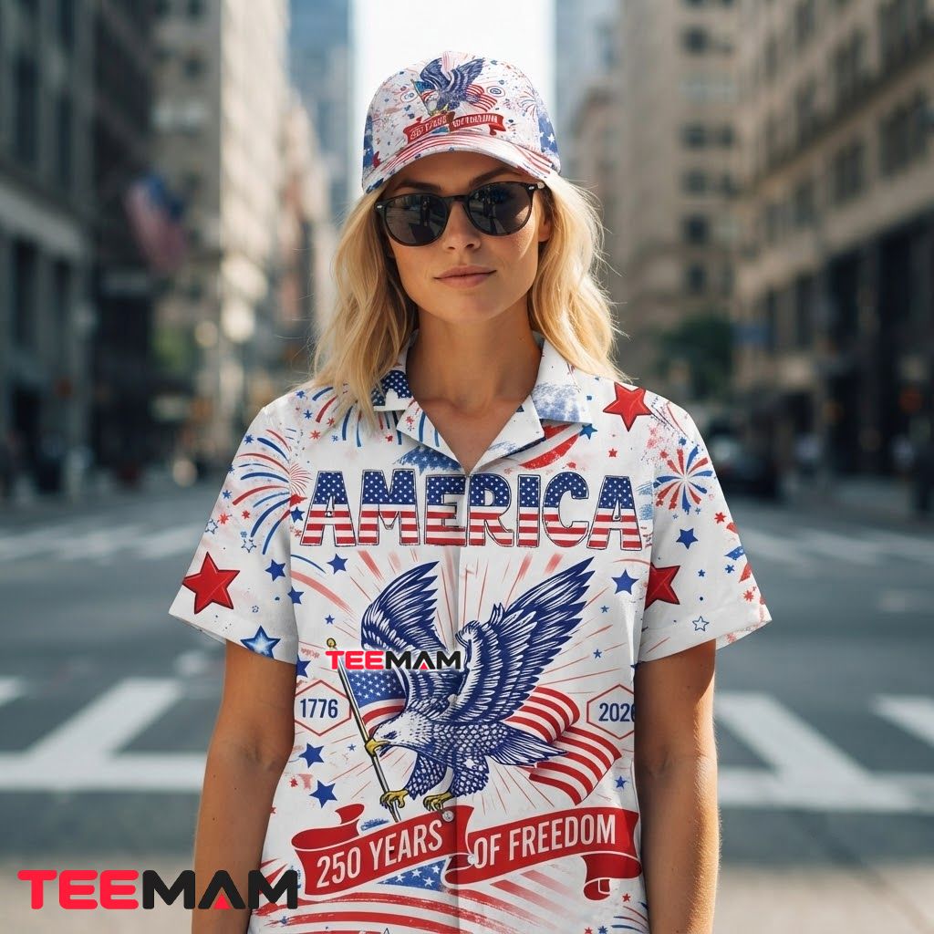 America 250th Anniversary Hawaiian Shirt Bald Eagle Flag Banner Back America 250th Anniversary Hawaiian Shirt Bald Eagle Flag Banner Back