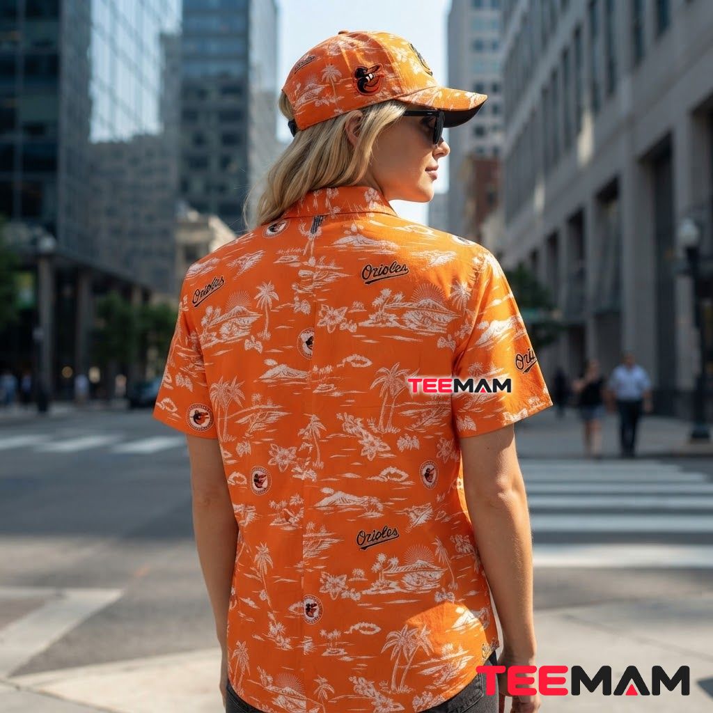 Baltimore Orioles Aloha Shirt Island Palm Sunset Print Version 3 Baltimore Orioles Aloha Shirt Island Palm Sunset Print Version 3