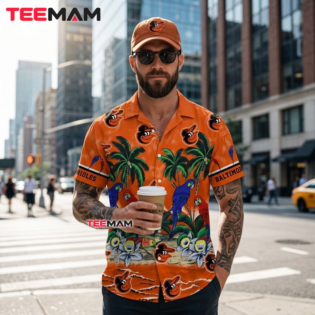 Baltimore Orioles Button Up Shirt MLB Parrot Island Beach Back Baltimore Orioles Button Up Shirt MLB Parrot Island Beach Back