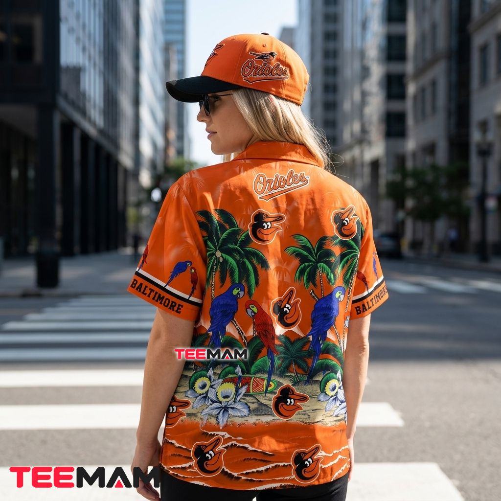 Baltimore Orioles Button Up Shirt MLB Parrot Island Beach Version 3 Baltimore Orioles Button Up Shirt MLB Parrot Island Beach Version 3