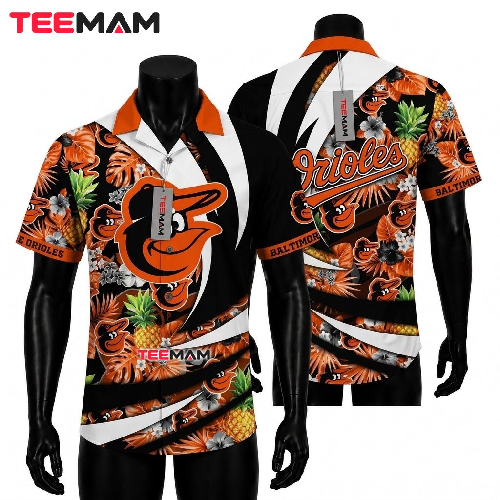 Baltimore Orioles Hawaiian Shirt MLB Pineapple Tropical Pattern Front