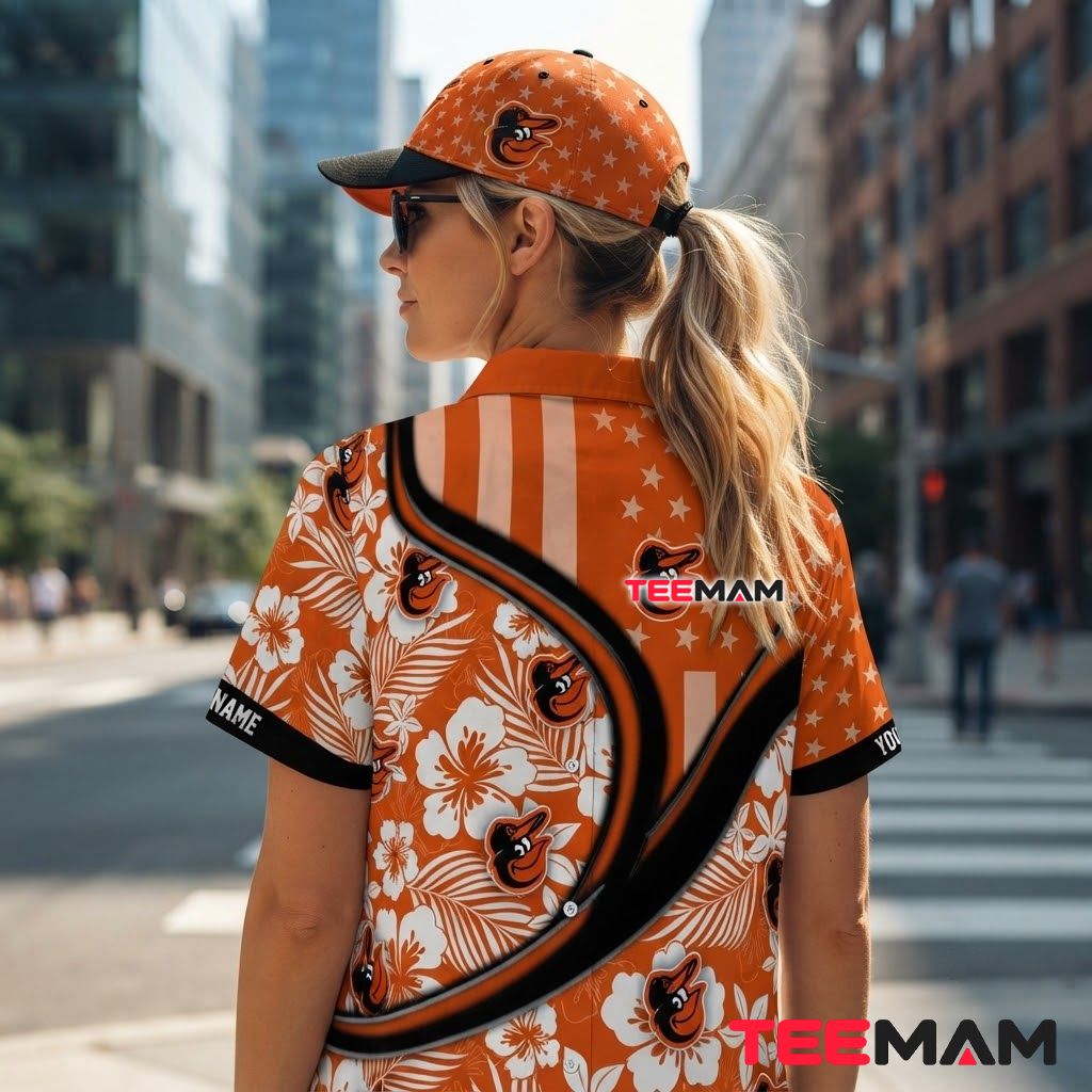 Baltimore Orioles Hawaiian Shirt Personalized Name Hibiscus Pattern Version 3 Baltimore Orioles Hawaiian Shirt Personalized Name Hibiscus Pattern Version 3