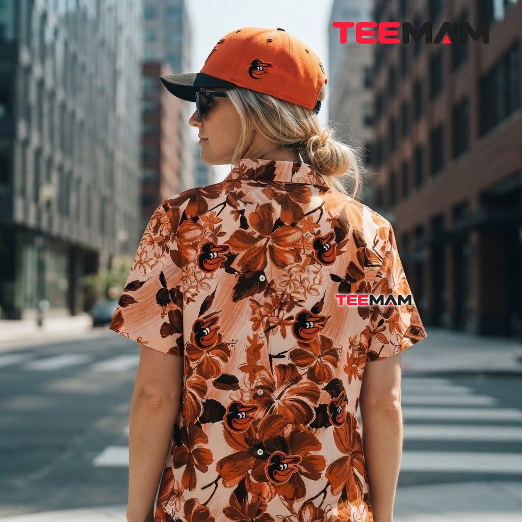 Baltimore Orioles Hawaiian Shirt Watercolor Hibiscus Floral Mascot Version 3 Baltimore Orioles Hawaiian Shirt Watercolor Hibiscus Floral Mascot Version 3