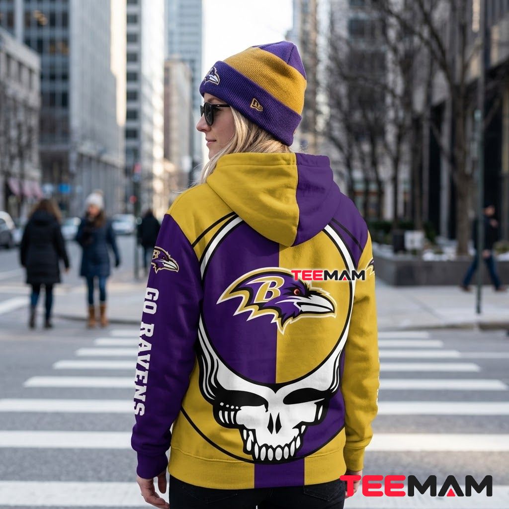Baltimore Ravens 3D Hoodie Grateful Dead Skull Logo Version 3 Baltimore Ravens 3D Hoodie Grateful Dead Skull Logo Version 3
