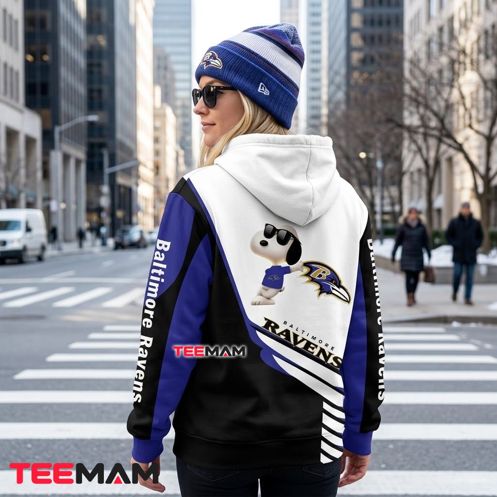 Baltimore Ravens 3D Hoodie Snoopy Sunglasses Stripes Version 3 Baltimore Ravens 3D Hoodie Snoopy Sunglasses Stripes Version 3