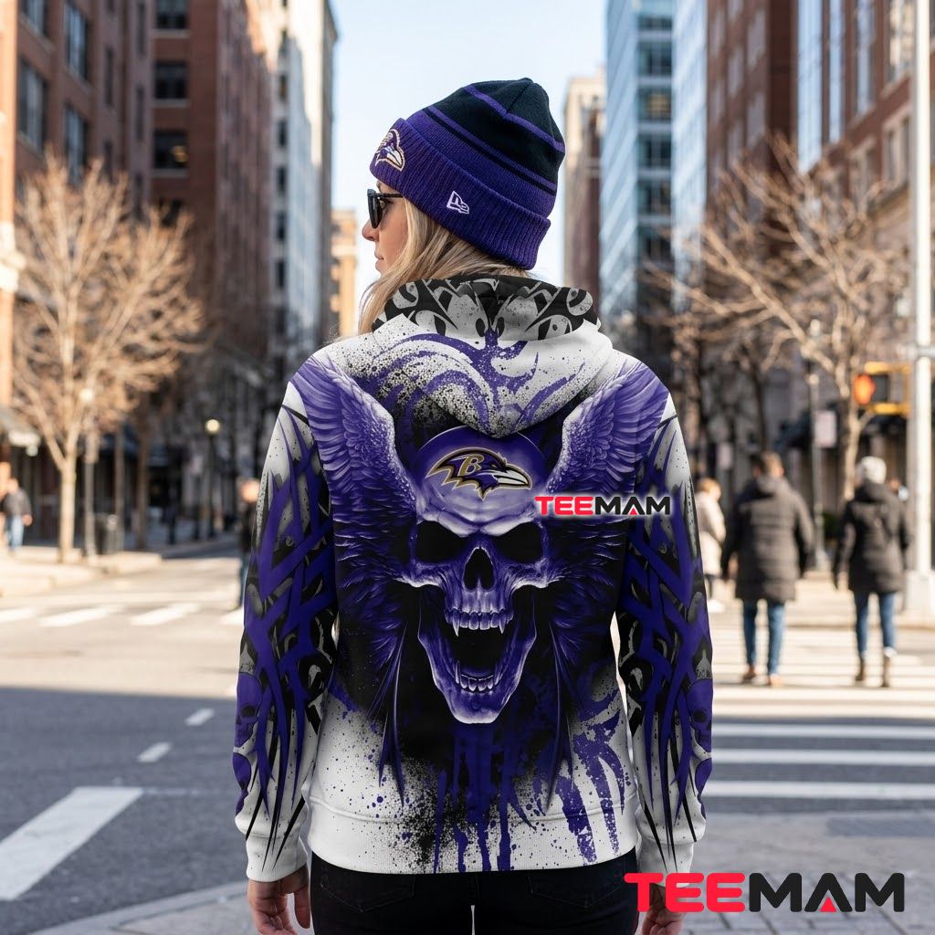 Baltimore Ravens 3D Hoodie Winged Skull Helmet Version 3 Baltimore Ravens 3D Hoodie Winged Skull Helmet Version 3