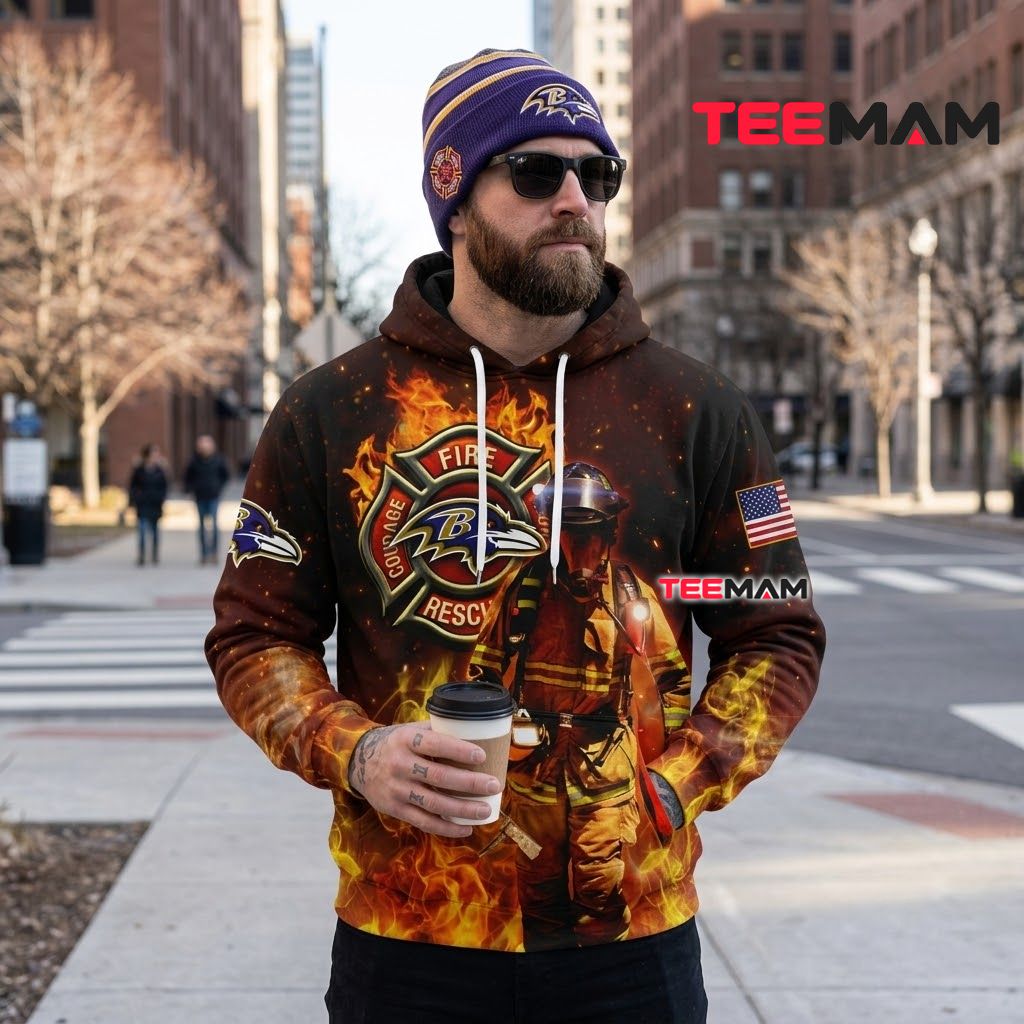 Baltimore Ravens All Over Print 3D Hoodie Firefighter Rescue Badge Back Baltimore Ravens All Over Print 3D Hoodie Firefighter Rescue Badge Back