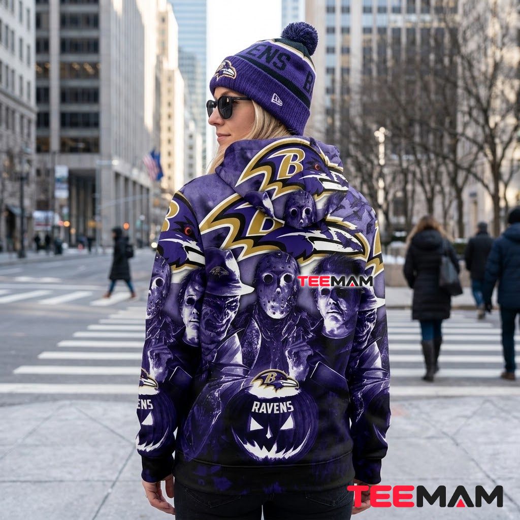 Baltimore Ravens All Over Print 3D Hoodie Halloween Horror Pumpkin Version 3 Baltimore Ravens All Over Print 3D Hoodie Halloween Horror Pumpkin Version 3