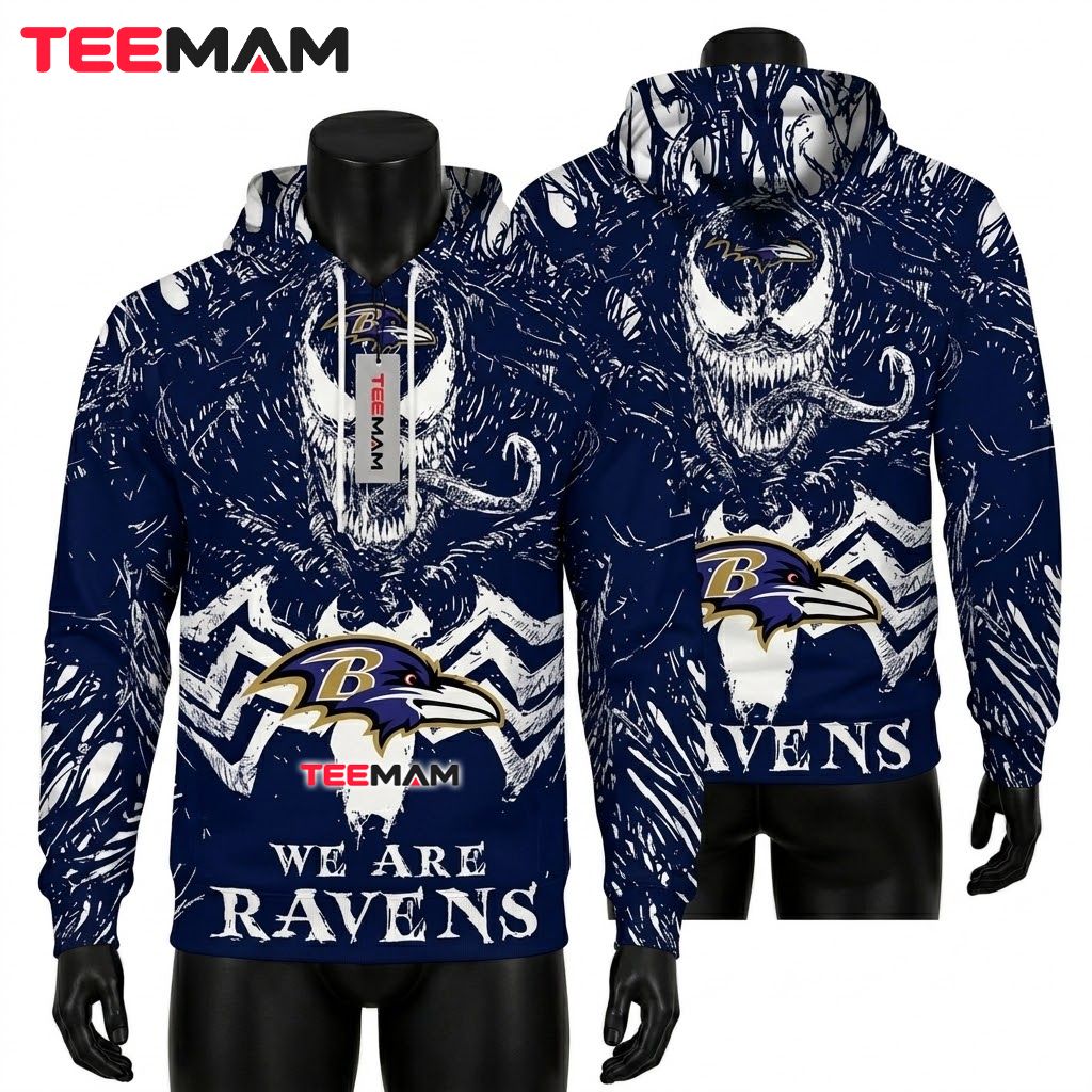Baltimore Ravens All Over Print 3D Hoodie Venom We Are Ravens Front