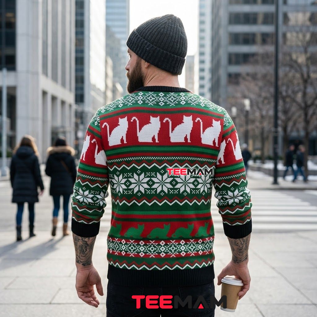 Black Cat Ugly Christmas Sweater What Funny Version 3 Black Cat Ugly Christmas Sweater What Funny Version 3