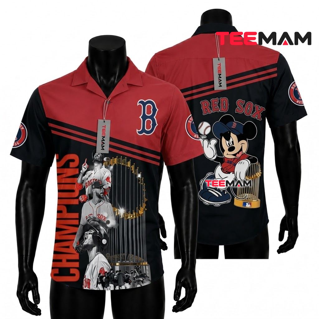 Boston Red Sox Hawaiian Shirt Mickey Mouse Champions Trophy