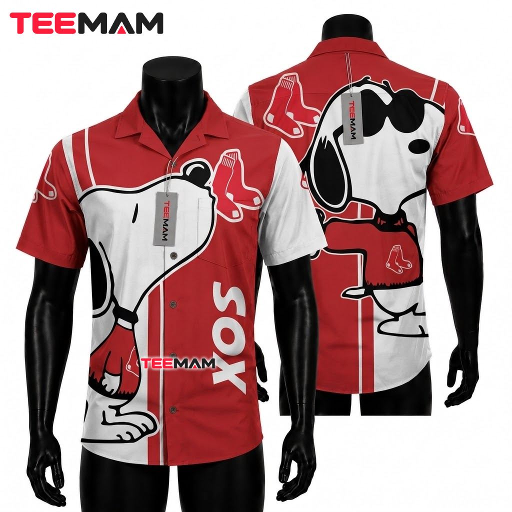 Boston Red Sox Hawaiian Shirt Snoopy Cool Vibes Sunglasses