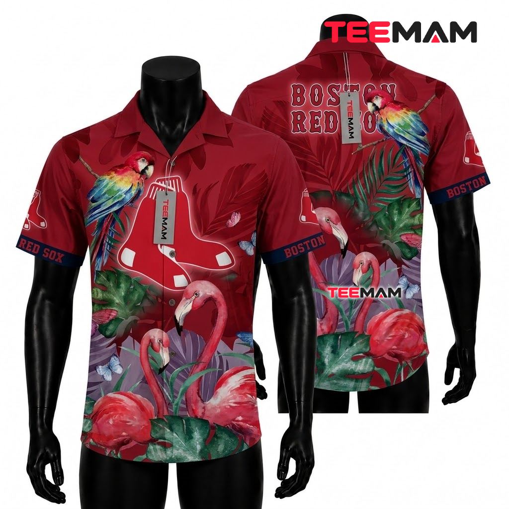 Boston Red Sox Tropical Shirt Flamingo Parrot Jungle Print