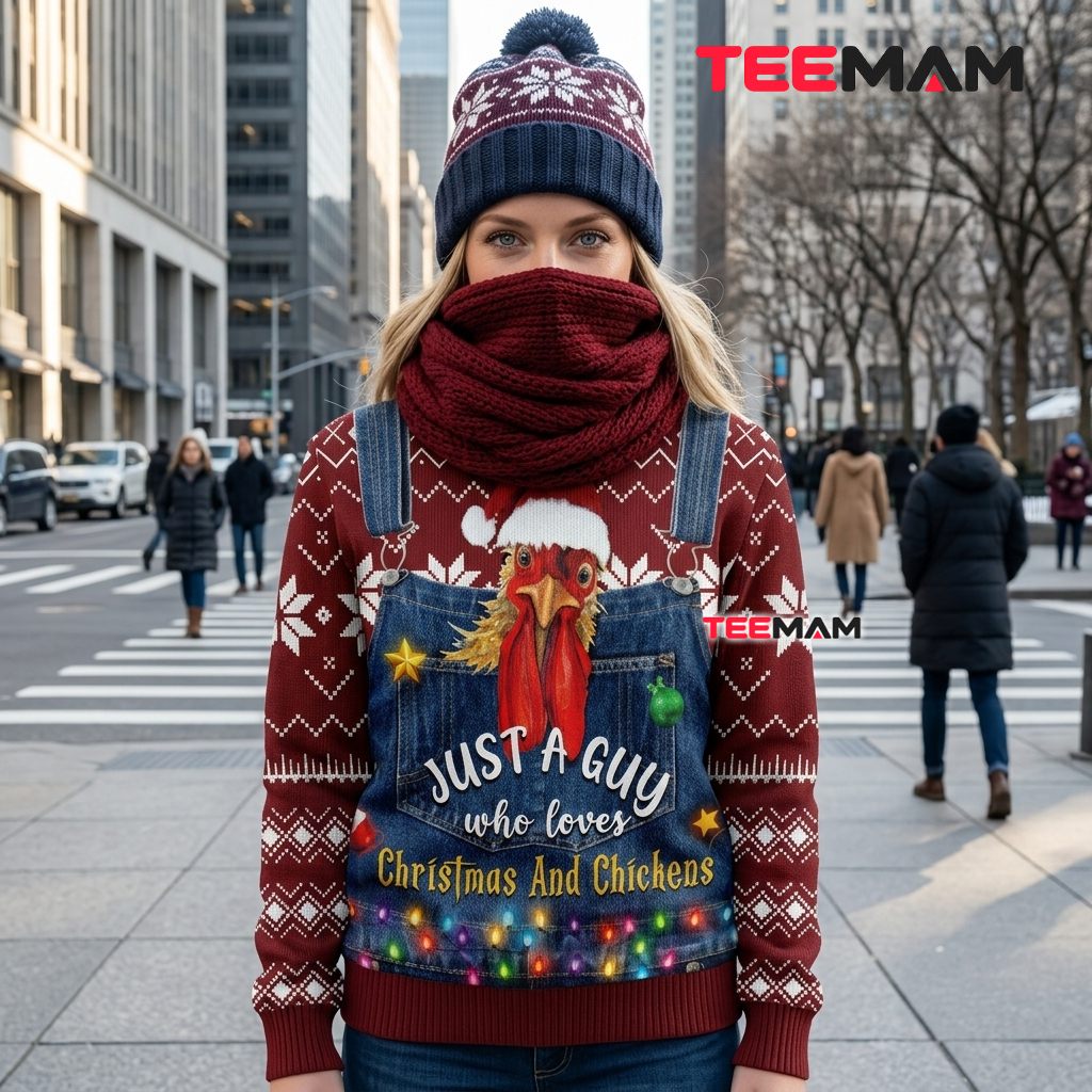 Chicken Ugly Christmas Sweater Just Guy Loves Back Chicken Ugly Christmas Sweater Just Guy Loves Back