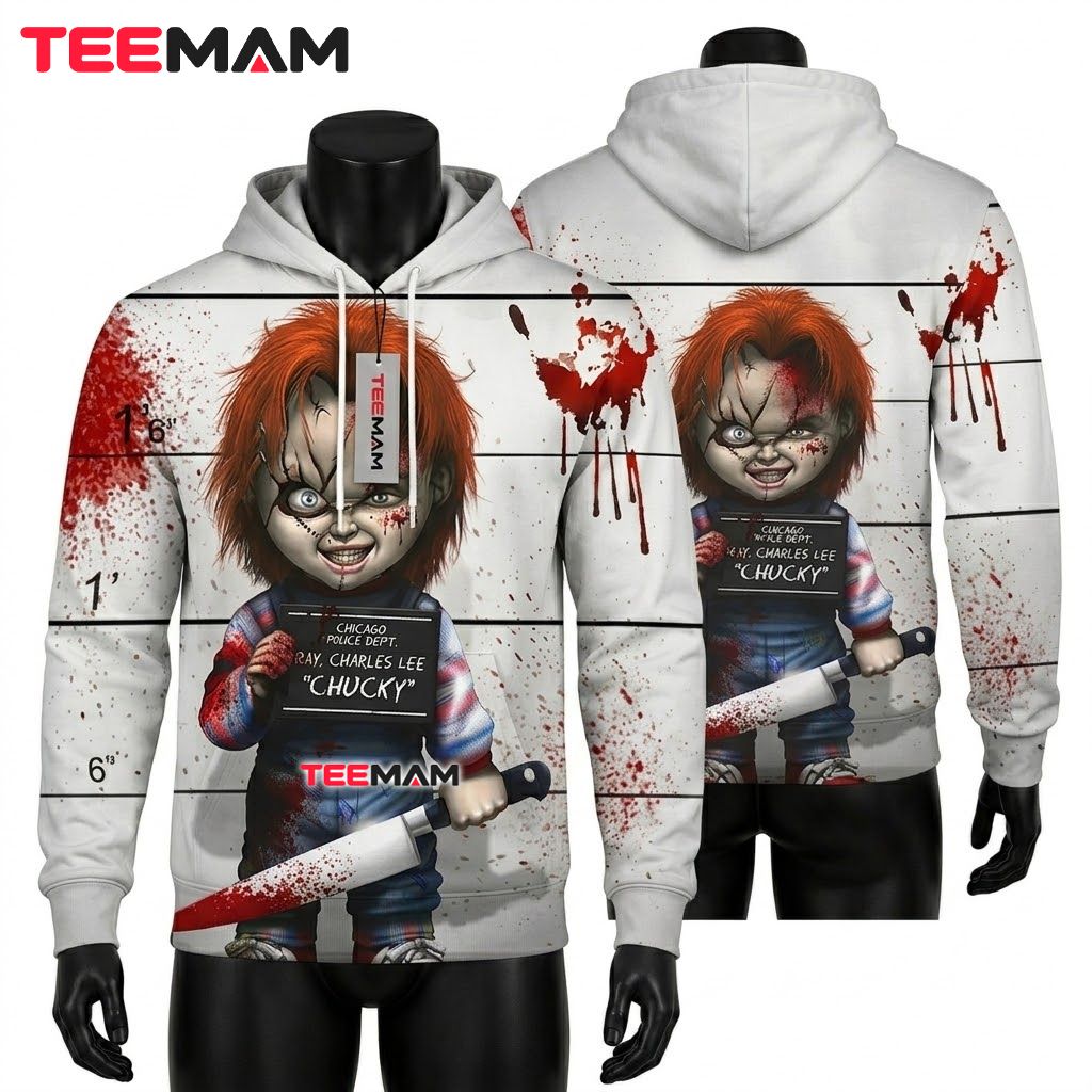 Chucky 3D Hoodie Mugshot Halloween Design Front