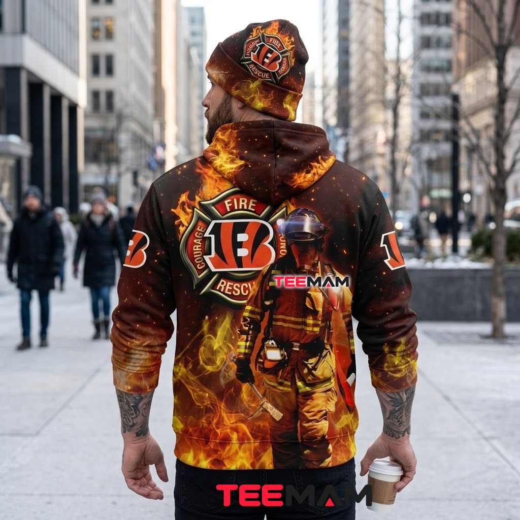 Cincinnati Bengals 3D Hoodie Firefighter Rescue Badge Version 3 Cincinnati Bengals 3D Hoodie Firefighter Rescue Badge Version 3