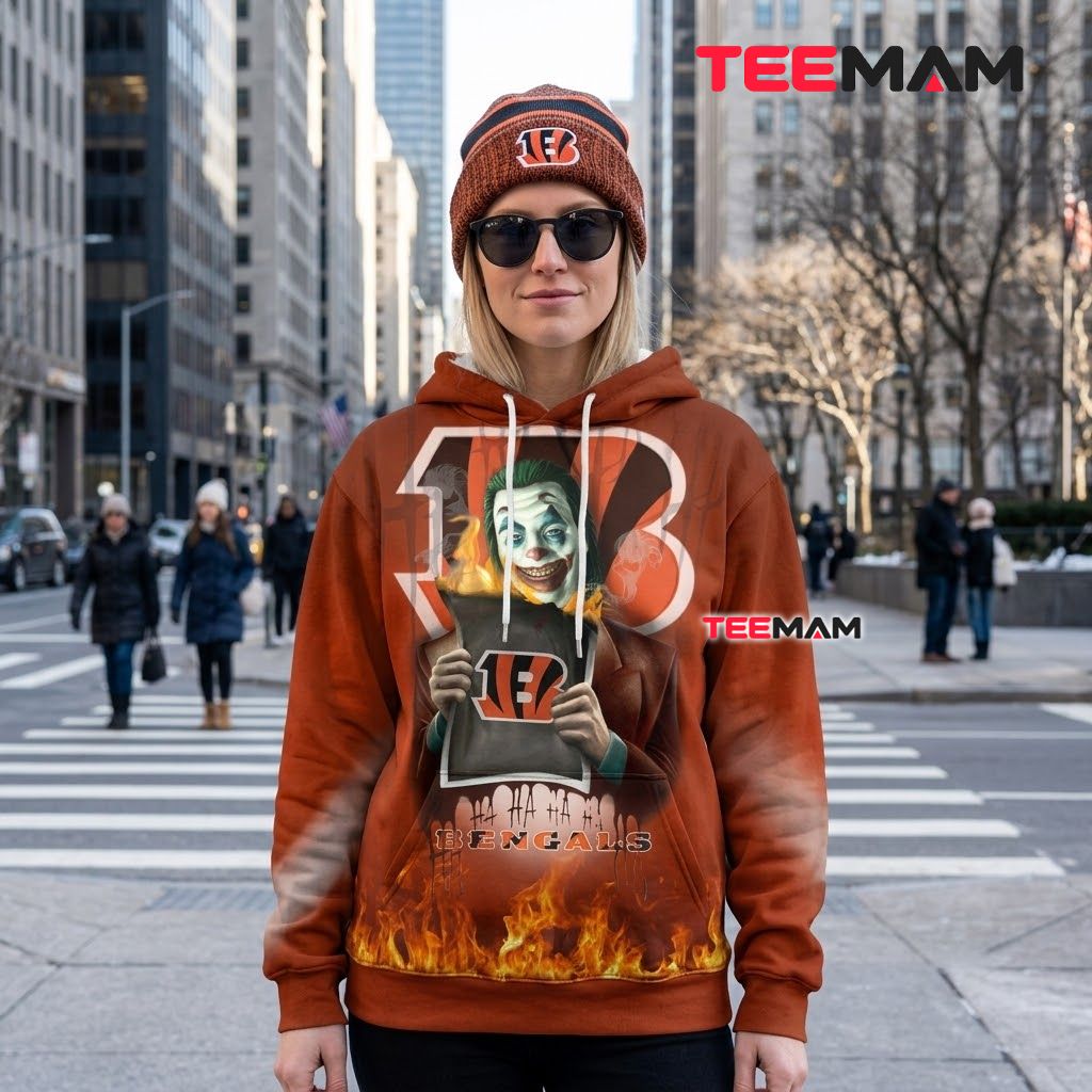 Cincinnati Bengals 3D Hoodie Joker Flame Torn Poster Back Cincinnati Bengals 3D Hoodie Joker Flame Torn Poster Back