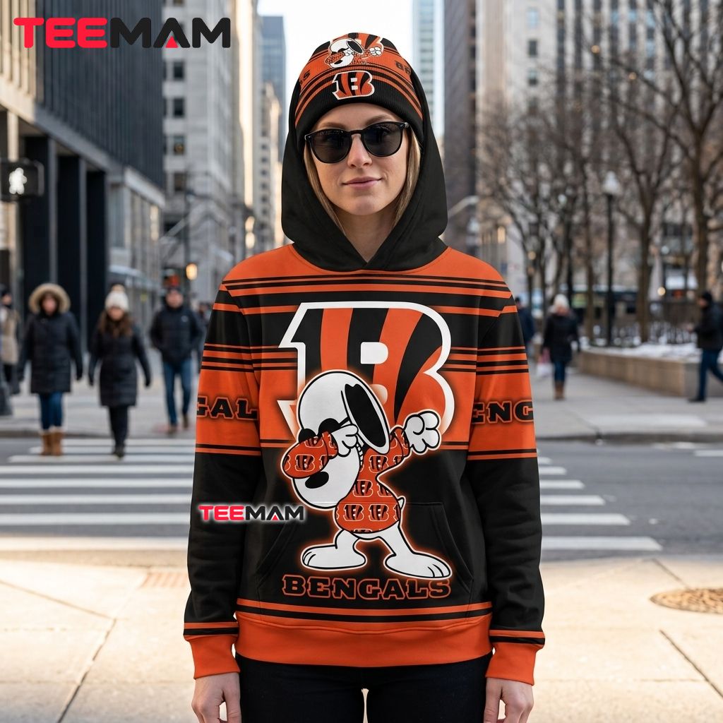 Cincinnati Bengals 3D Hoodie Snoopy Dabbing Back Cincinnati Bengals 3D Hoodie Snoopy Dabbing Back