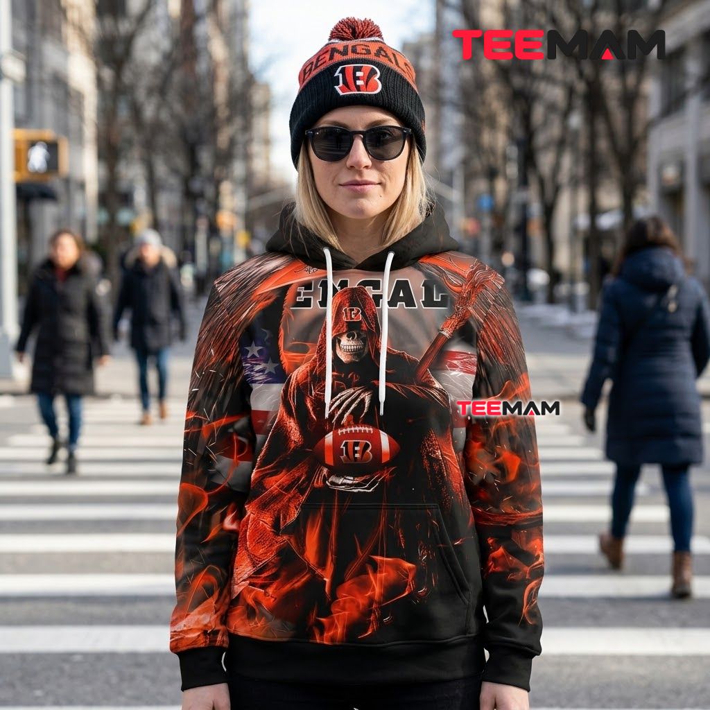 Cincinnati Bengals 3D Hoodie Winged Grim Reaper Flame Back Cincinnati Bengals 3D Hoodie Winged Grim Reaper Flame Back