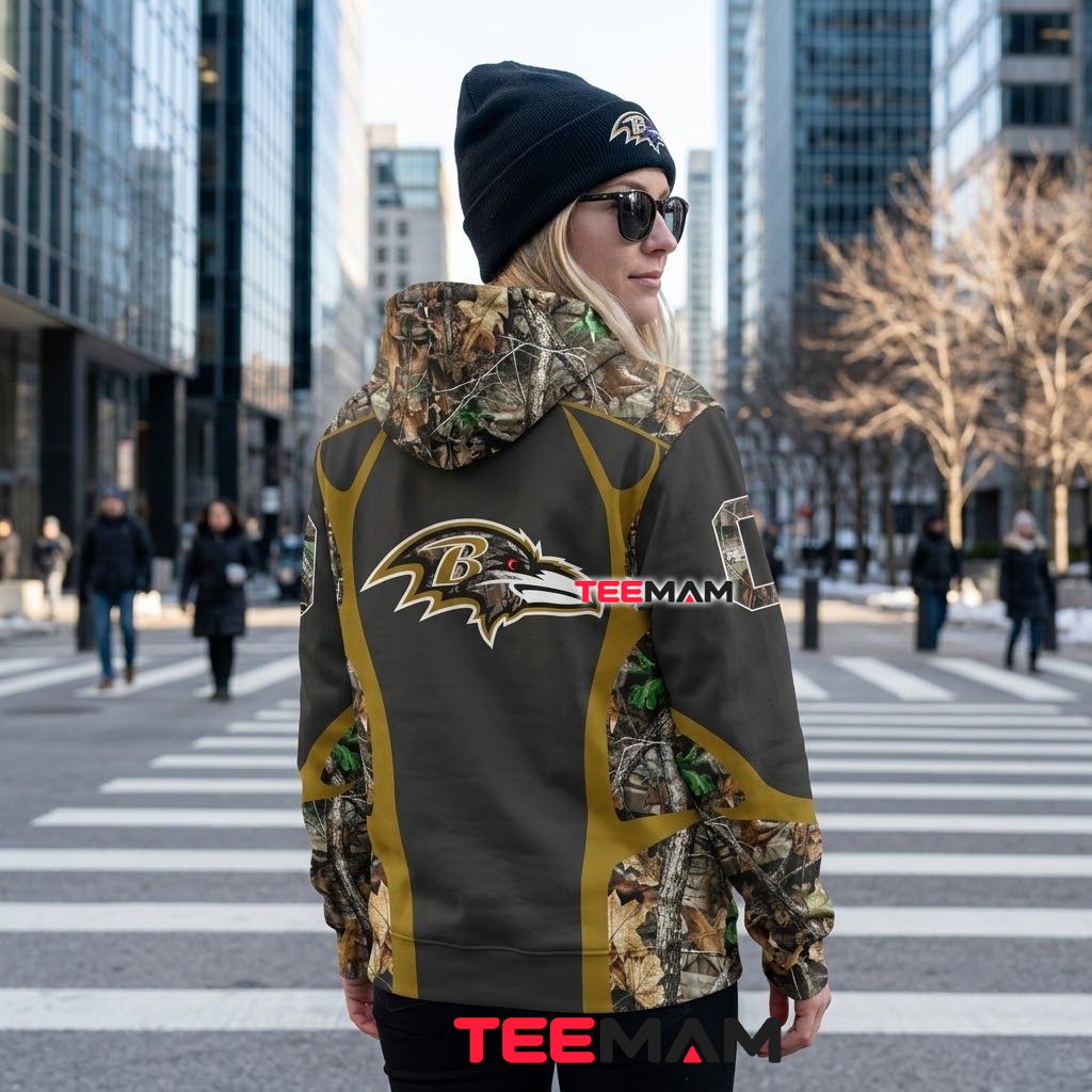 Custom Name Baltimore Ravens 3D Hoodie Realtree Hunting Camo Version 3 Custom Name Baltimore Ravens 3D Hoodie Realtree Hunting Camo Version 3