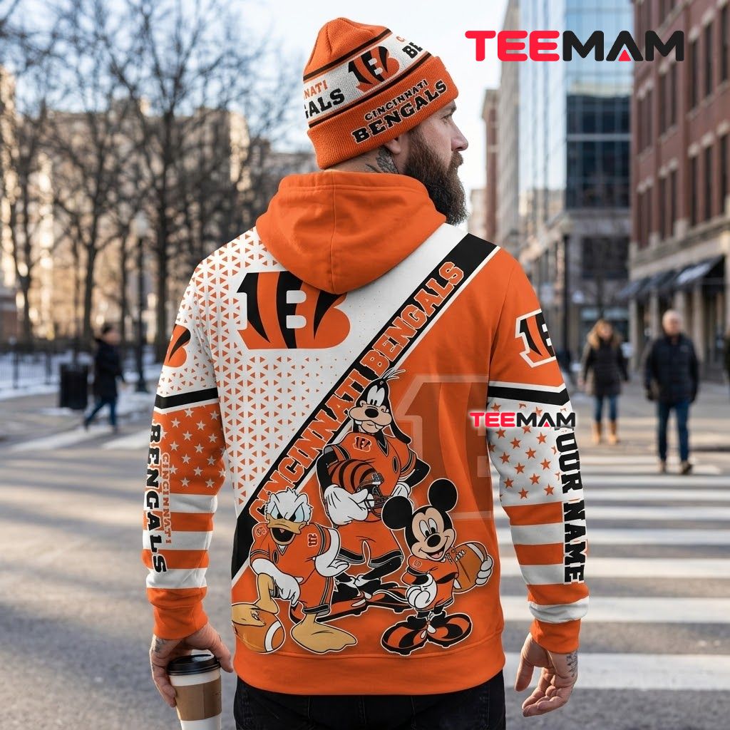 Custom Name Cincinnati Bengals All Over Print 3D Hoodie Mickey Goofy Donald Version 3 Custom Name Cincinnati Bengals All Over Print 3D Hoodie Mickey Goofy Donald Version 3