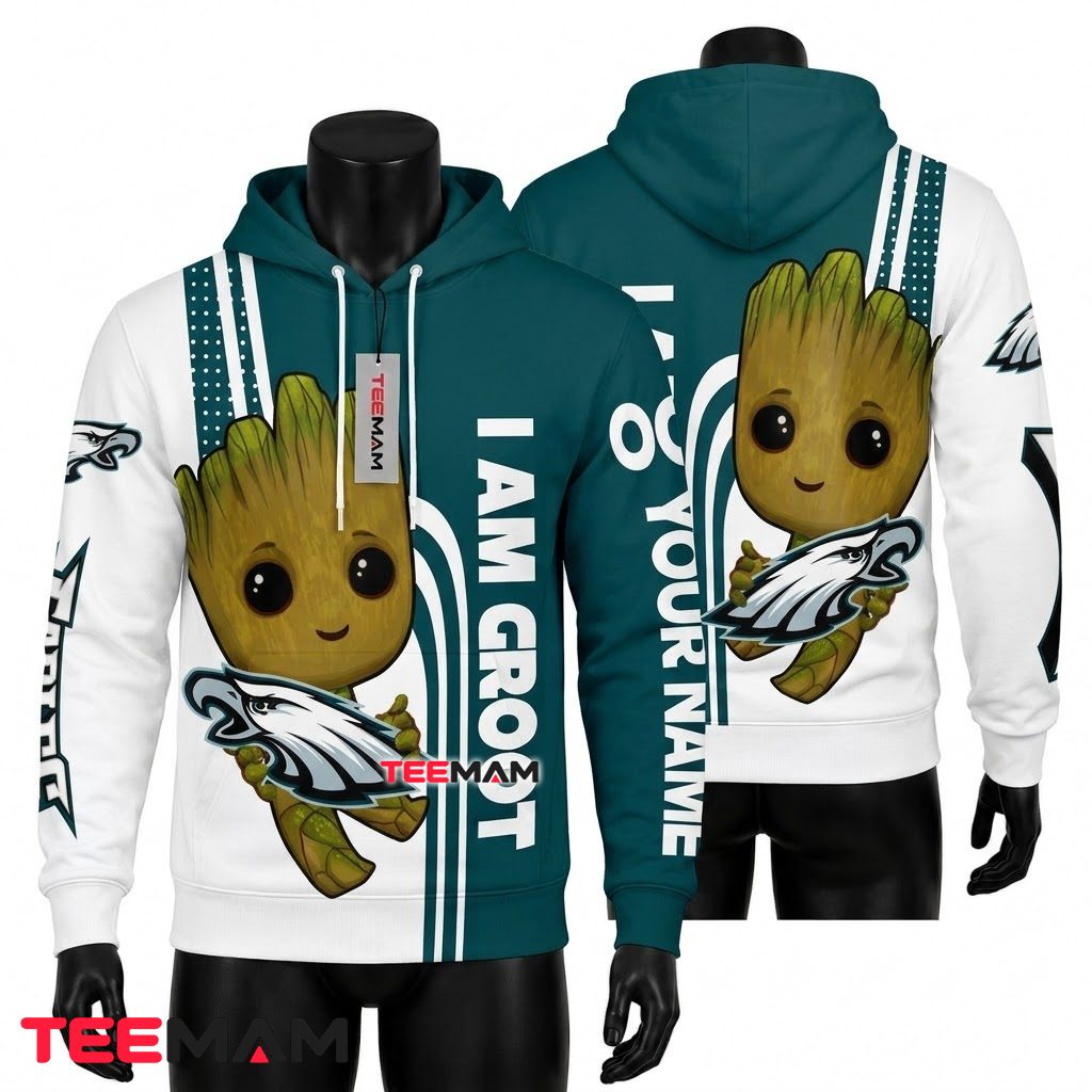 Custom Name Philadelphia Eagles 3D Hoodie Groot Front