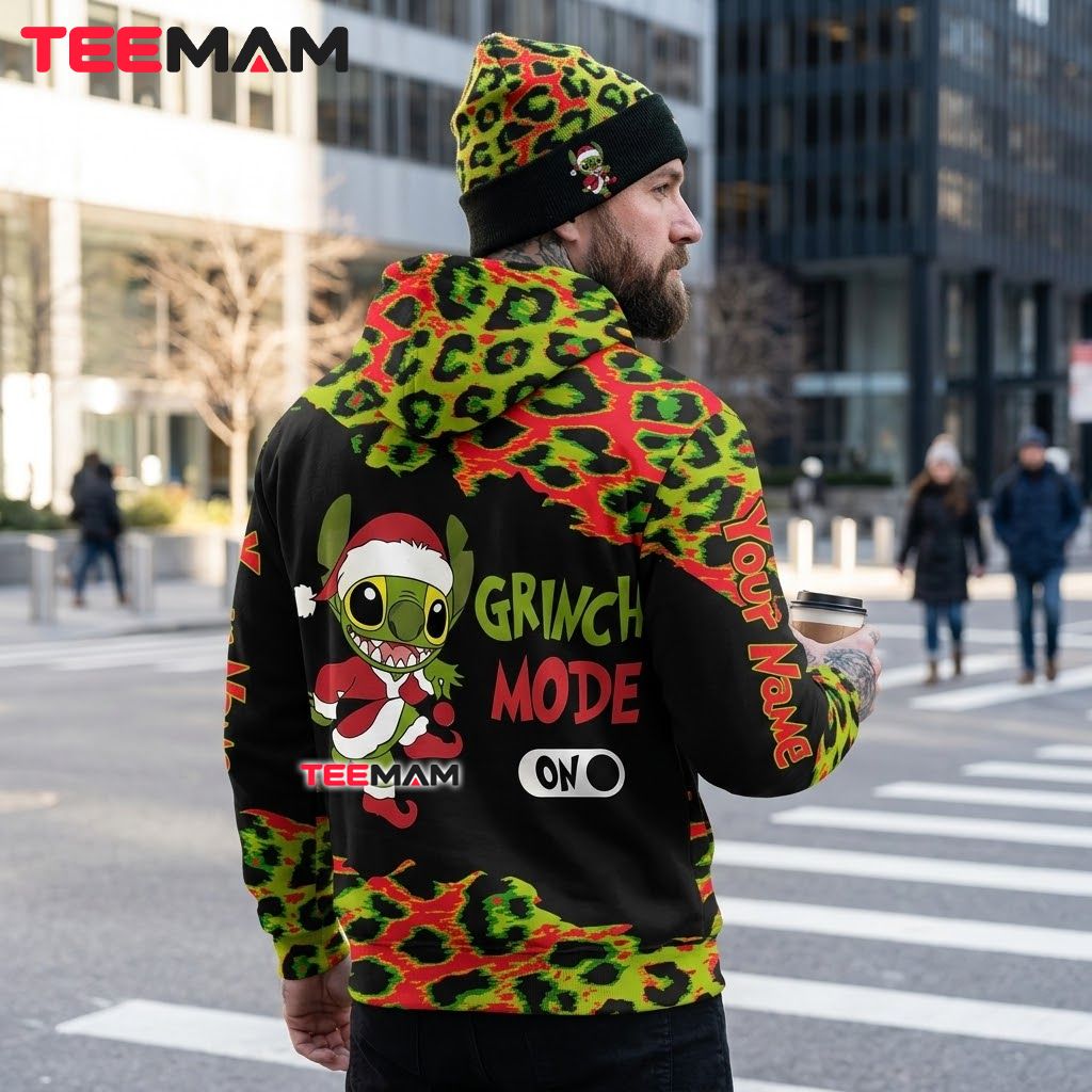 Custom Name Stitch 3D Hoodie Grinch Mode Christmas Design Version 3 Custom Name Stitch 3D Hoodie Grinch Mode Christmas Design Version 3