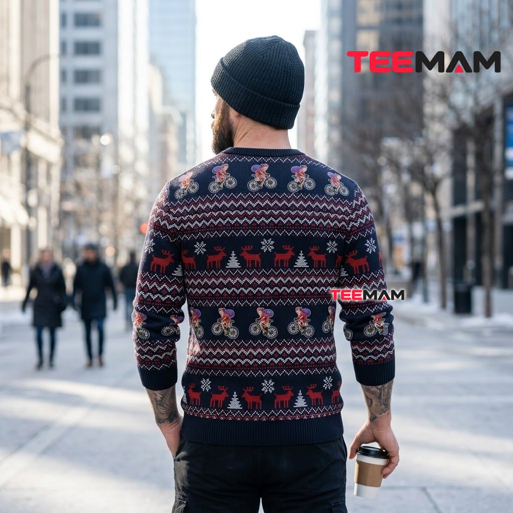 Cycling Santa Ugly Christmas Sweater Dont Follow Me Version 3 Cycling Santa Ugly Christmas Sweater Dont Follow Me Version 3