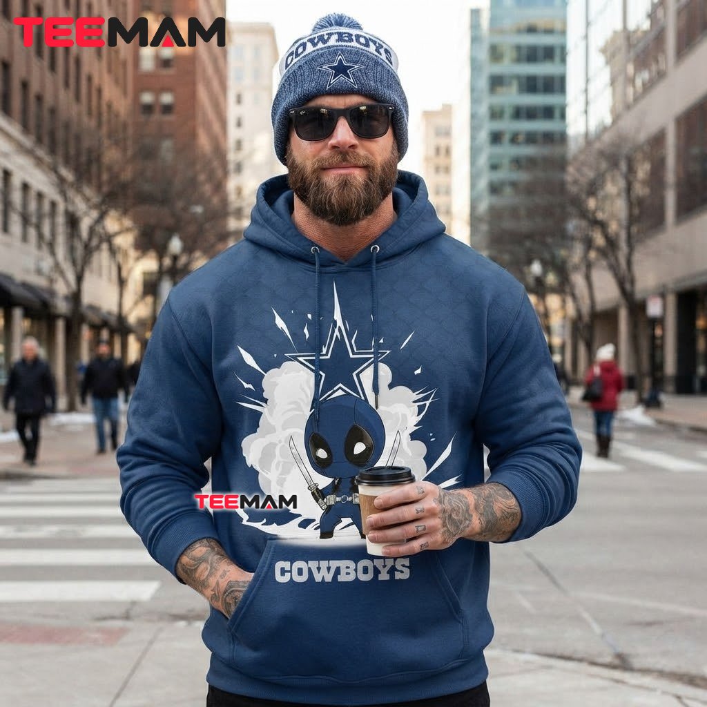 Dallas Cowboys 3D Hoodie Chibi Deadpool Dual Swords Back Dallas Cowboys 3D Hoodie Chibi Deadpool Dual Swords Back