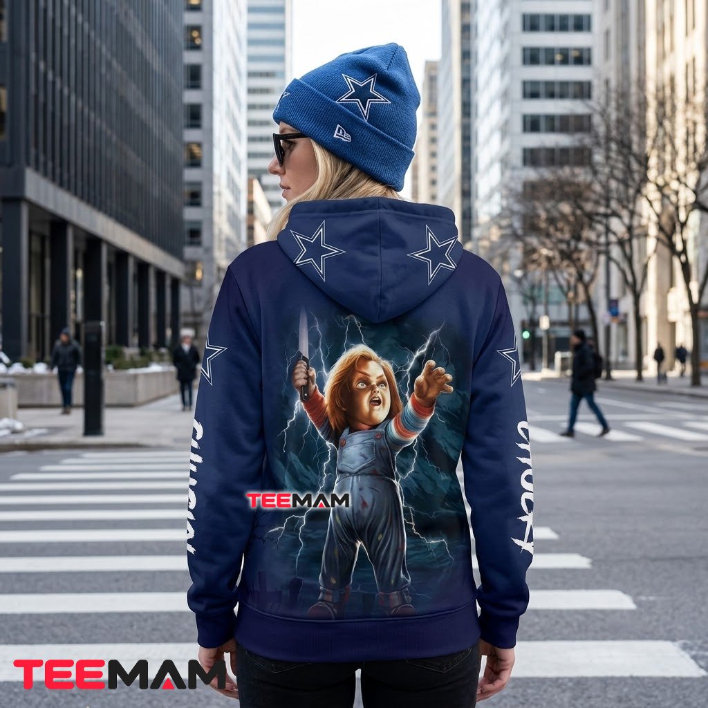 Dallas Cowboys 3D Hoodie Chucky Lightning Storm Version 3 Dallas Cowboys 3D Hoodie Chucky Lightning Storm Version 3
