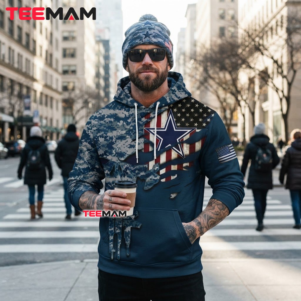 Dallas Cowboys 3D Hoodie Digital Camo Punisher Flag Back Dallas Cowboys 3D Hoodie Digital Camo Punisher Flag Back