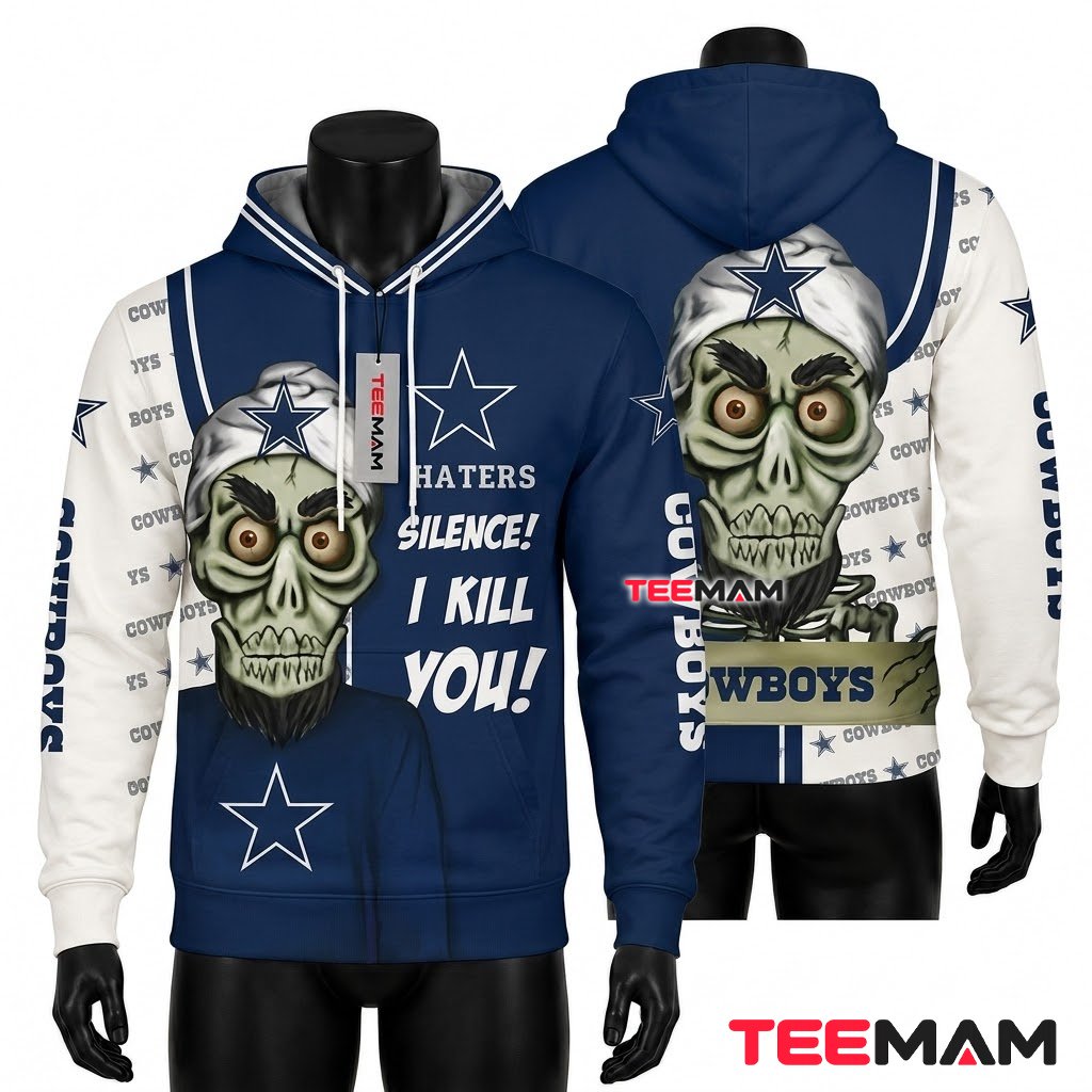 Dallas Cowboys 3D Hoodie Haters Silence Skull Quote Front
