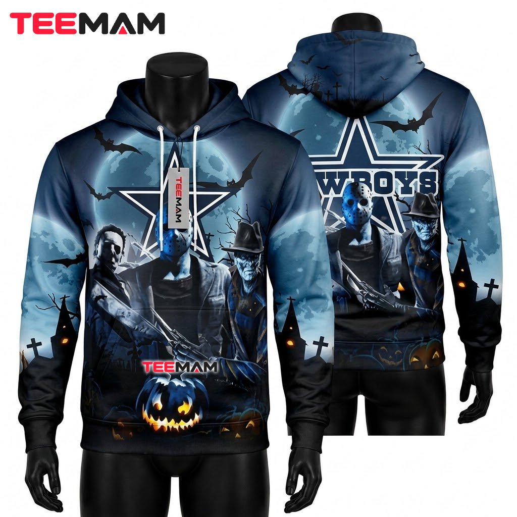 Dallas Cowboys 3D Hoodie Michael Myers Jason Freddy Halloween Front
