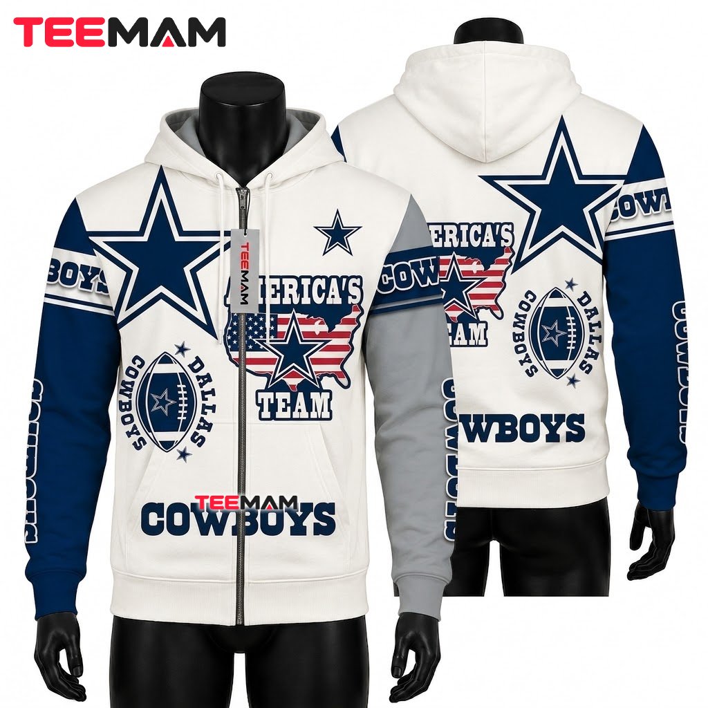 Dallas Cowboys All Over Print 3D Hoodie America's Team Map Front