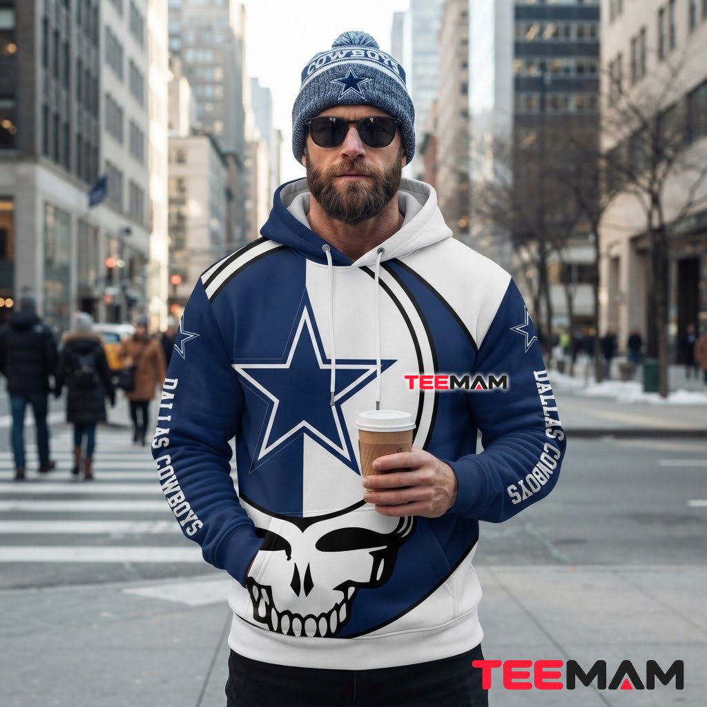 Dallas Cowboys All Over Print 3D Hoodie Grateful Dead Skull Back Dallas Cowboys All Over Print 3D Hoodie Grateful Dead Skull Back