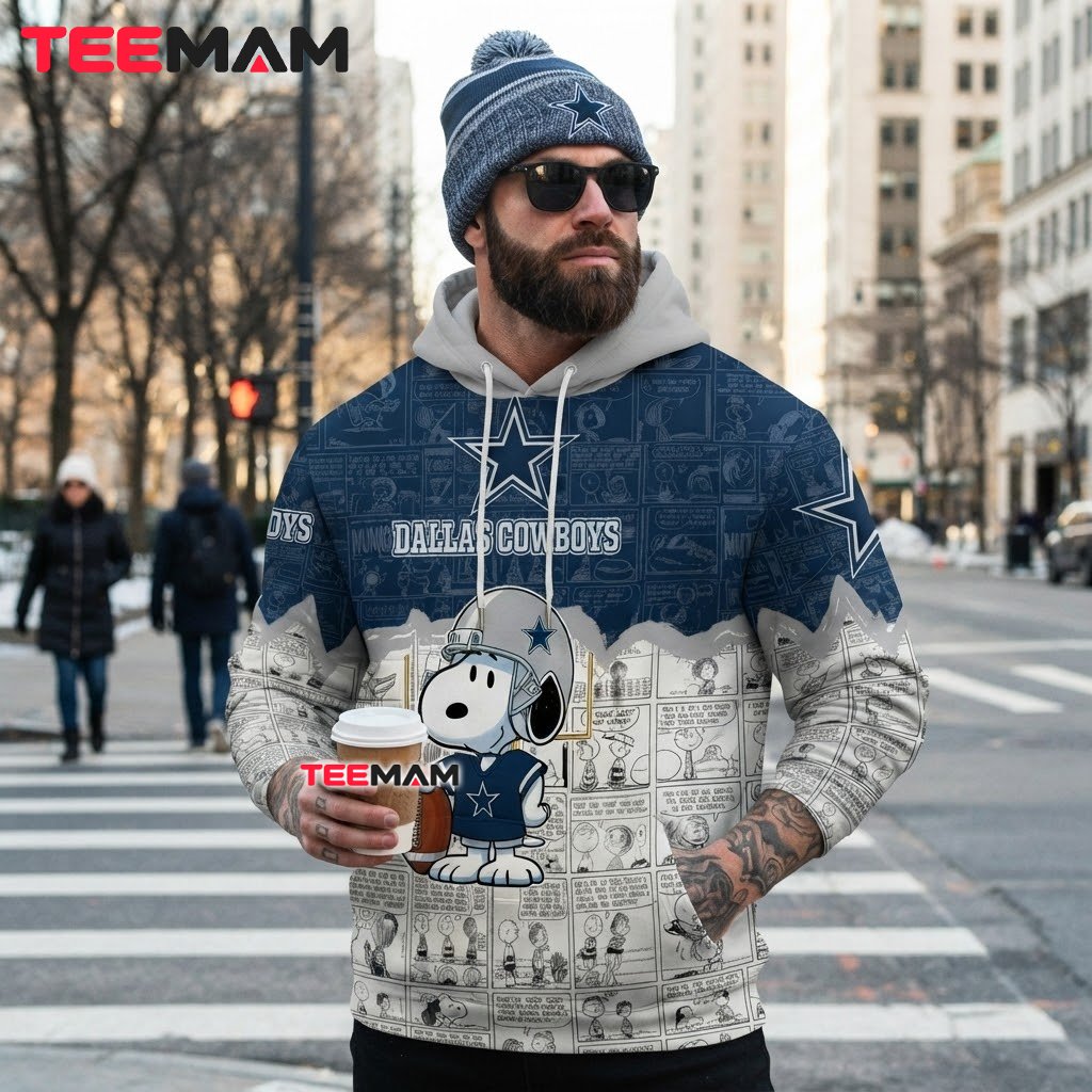 Dallas Cowboys All Over Print 3D Hoodie Snoopy Comic Strip Back Dallas Cowboys All Over Print 3D Hoodie Snoopy Comic Strip Back