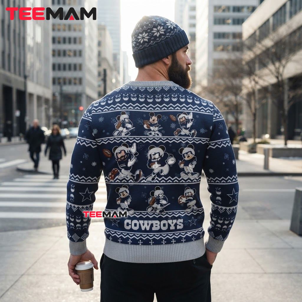 Dallas Cowboys Ugly Christmas Sweater Mickey Mouse Football Version 3 Dallas Cowboys Ugly Christmas Sweater Mickey Mouse Football Version 3