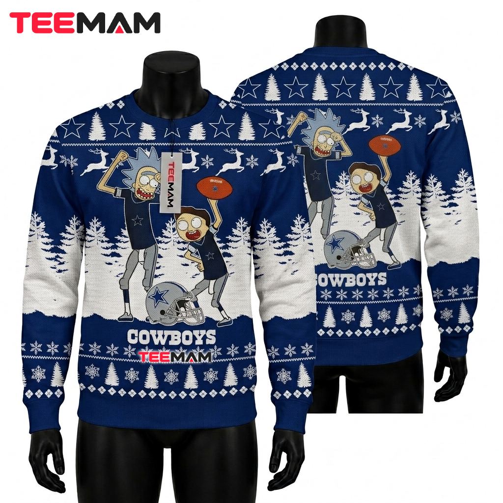 Dallas Cowboys Ugly Christmas Sweater Rick And Morty Front