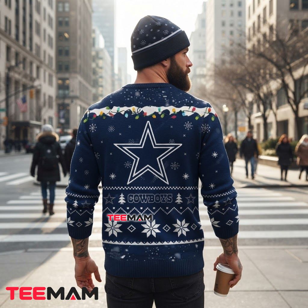 Dallas Cowboys Ugly Christmas Sweater Snoopy Doghouse Lights Version 3 Dallas Cowboys Ugly Christmas Sweater Snoopy Doghouse Lights Version 3