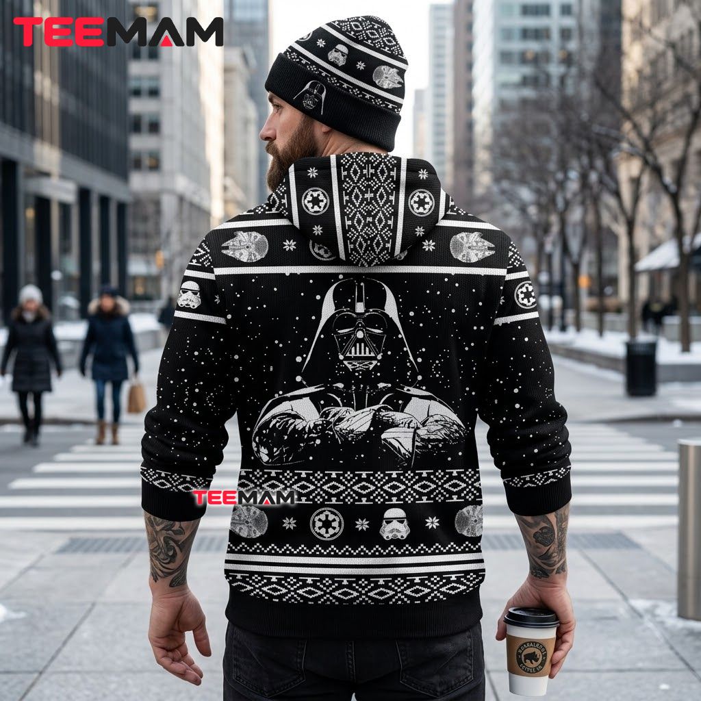 Darth Vader 3D Hoodie Ugly Snowflake Black White Version 3 Darth Vader 3D Hoodie Ugly Snowflake Black White Version 3