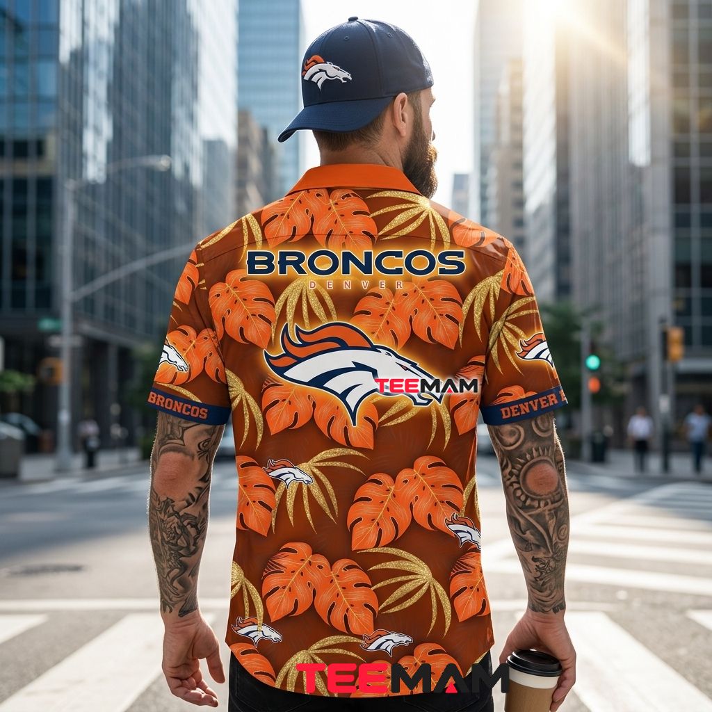 Denver Broncos Aloha Shirt Monstera Gold Version 3 Denver Broncos Aloha Shirt Monstera Gold Version 3