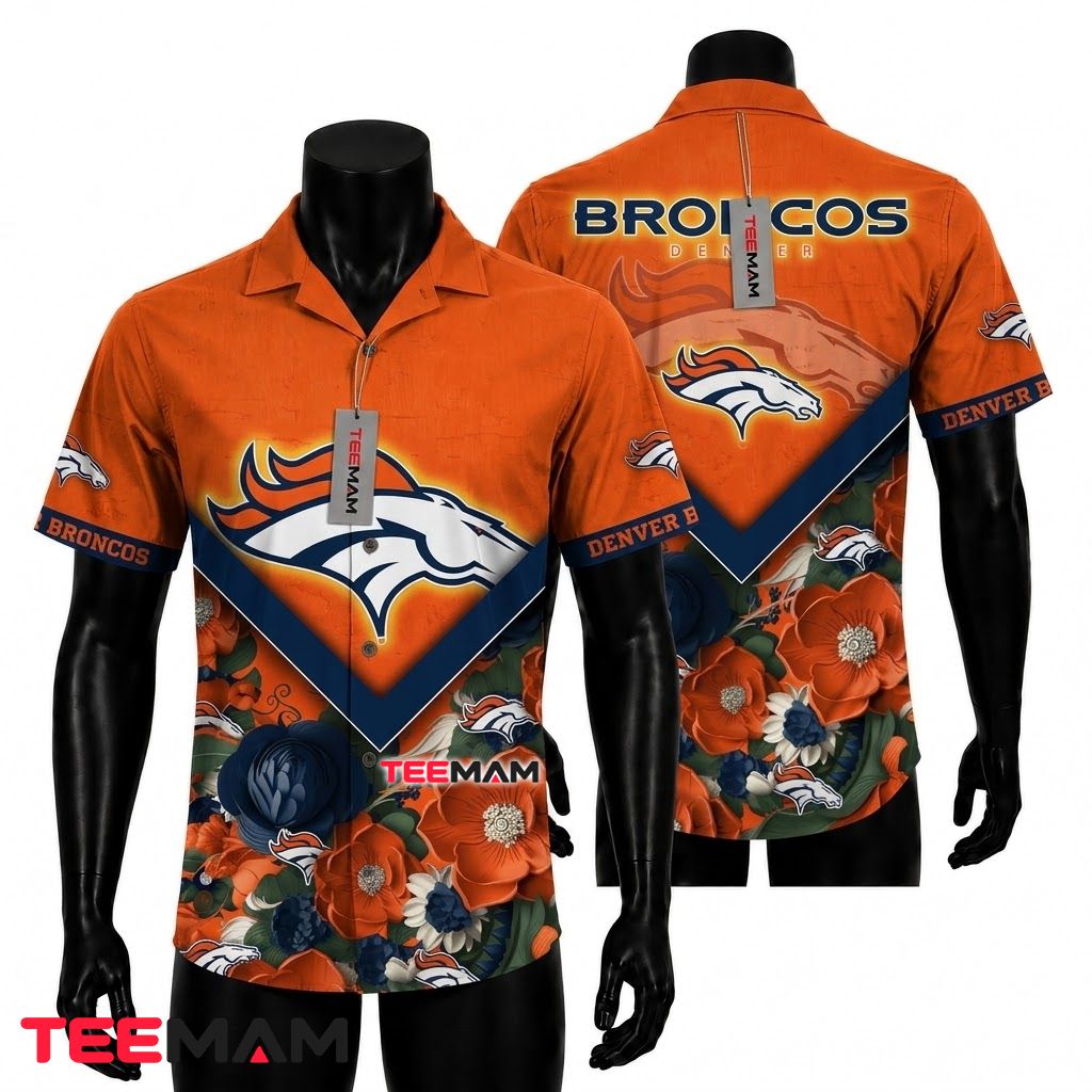 Denver Broncos Aloha Shirt Poppy Bloom Front