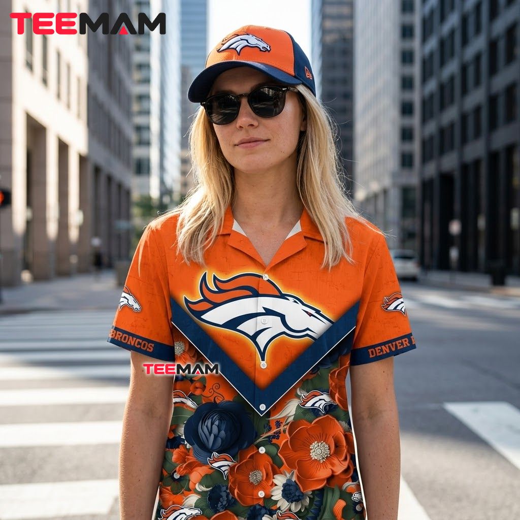 Denver Broncos Aloha Shirt Poppy Bloom Back Denver Broncos Aloha Shirt Poppy Bloom Back