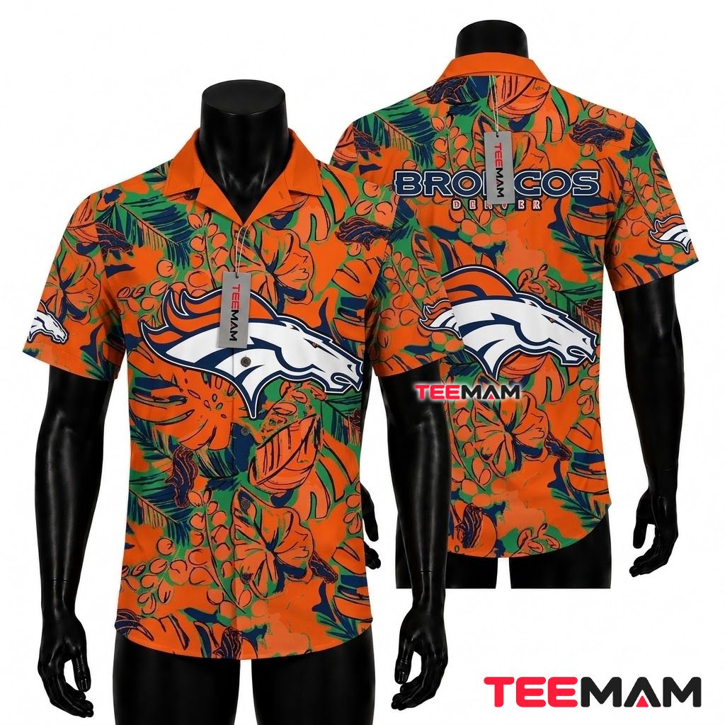 Denver Broncos Button Up Shirt Bold Jungle Beach Front