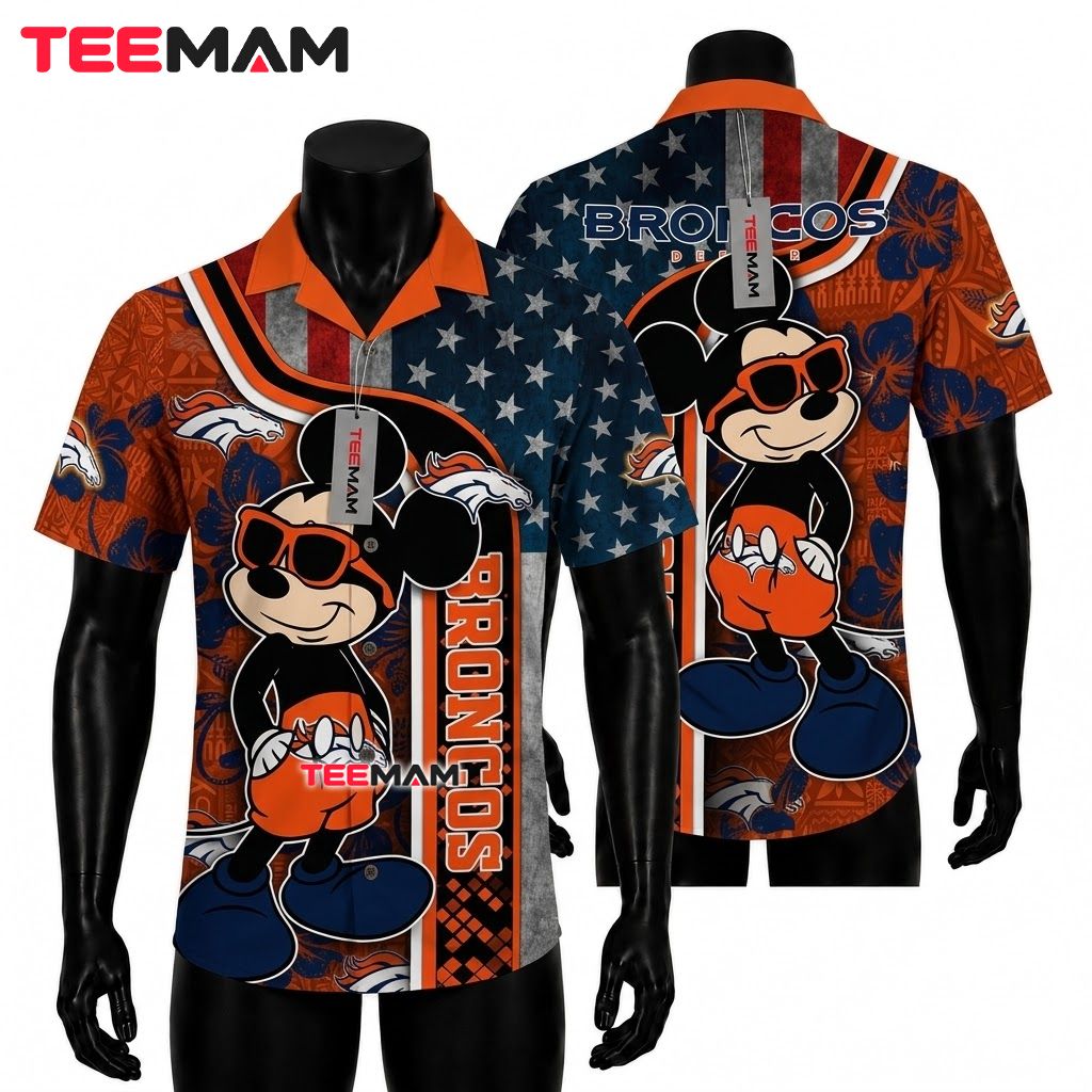 Denver Broncos Hawaiian Shirt Mickey Mouse Front