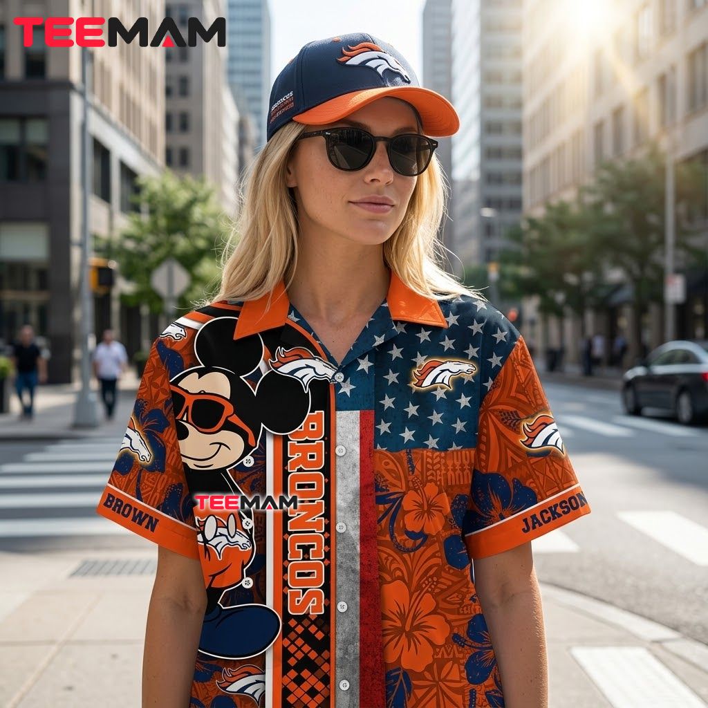 Denver Broncos Hawaiian Shirt Mickey Mouse Back Denver Broncos Hawaiian Shirt Mickey Mouse Back